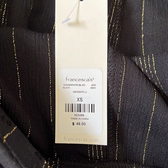 Francesca’s Wendy Lurex Black and Gold Drawstring Shorts Size XS - Picture 10 of 12